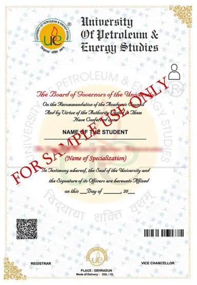 UPES Online Degree Certificate