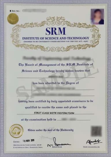 SRM University Online Degree Certificate