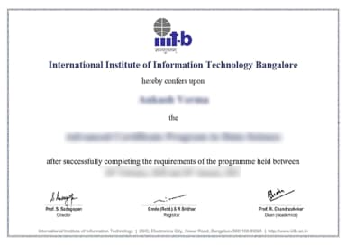 IIIT Bangalore Degree Certificate