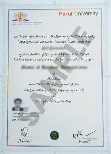 Parul University Online Degree Certificate