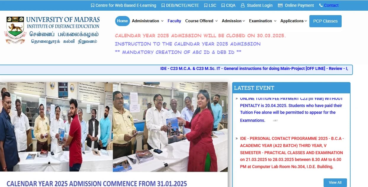 Madras University Distance Education Awards