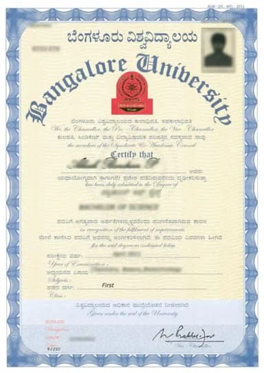 Bangalore University Online Degree Certificate