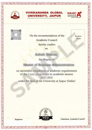 VGU Online Degree Certificate