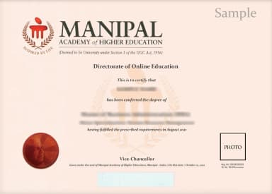 MAHE Manipal Online Degree Certificate