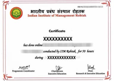 IIM Rohtak Degree Certificate