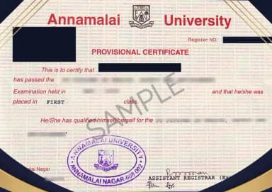 Annamalai Distance Education Degree Certificate