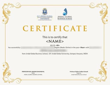 OP Jindal Global University Degree Certificate
