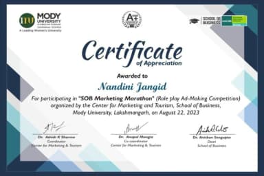 Mody University Online Degree Certificate